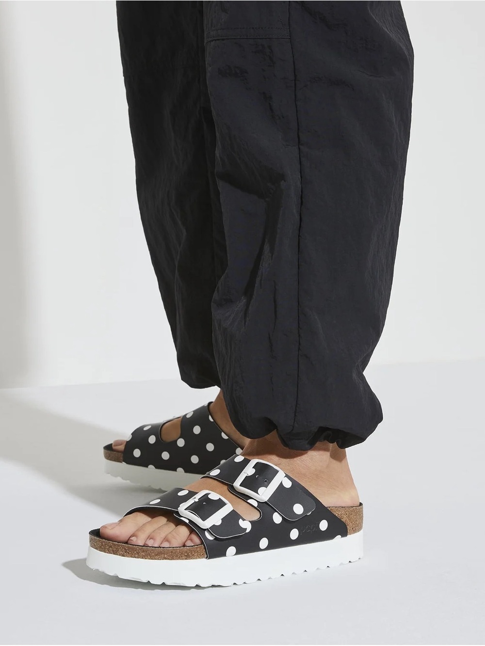 Birkenstock Papillio Arizona Platform Sandal Size 42 11 Black White Polka Dot
